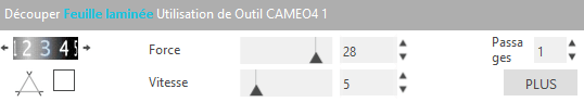 Paramètres de découpe : Feuille laminée 100µ