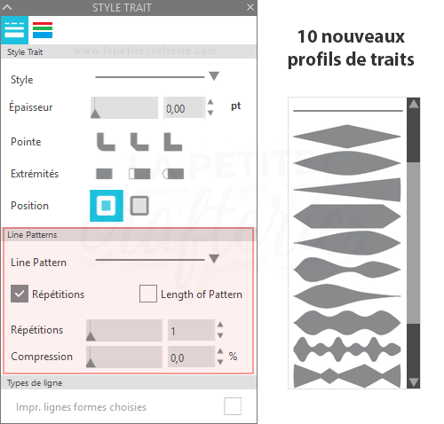 Silhouette Studio 4.3  - Profils de traits