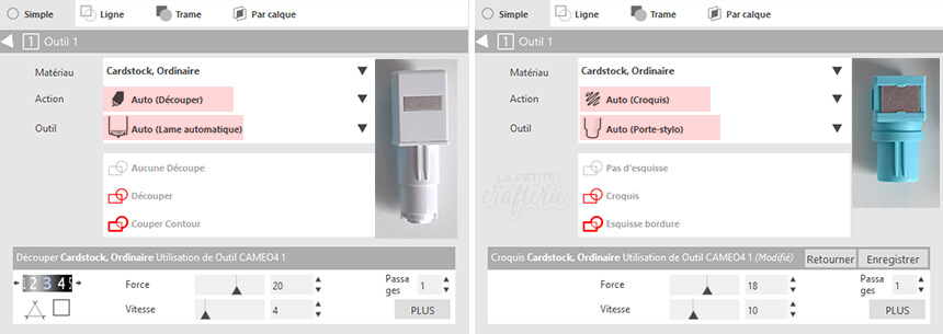 Ajustement automatique de l'outil avec la Cameo 4