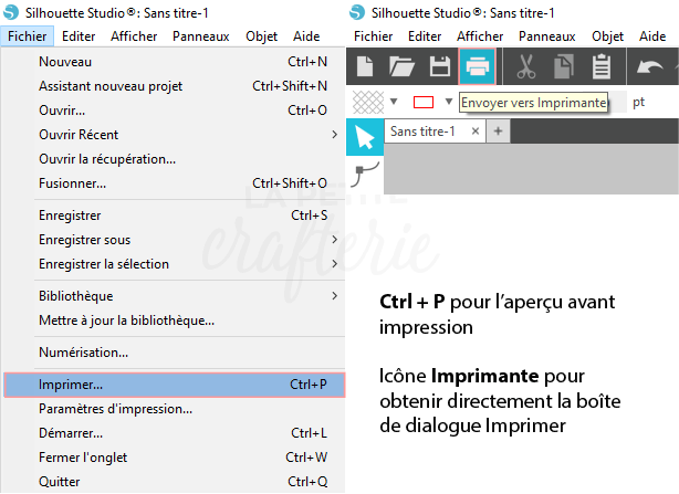 Silhouette Studio 4.4 Menu Aperçu avant Impression