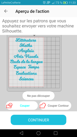 Silhouette Go - Choix des éléments à découper