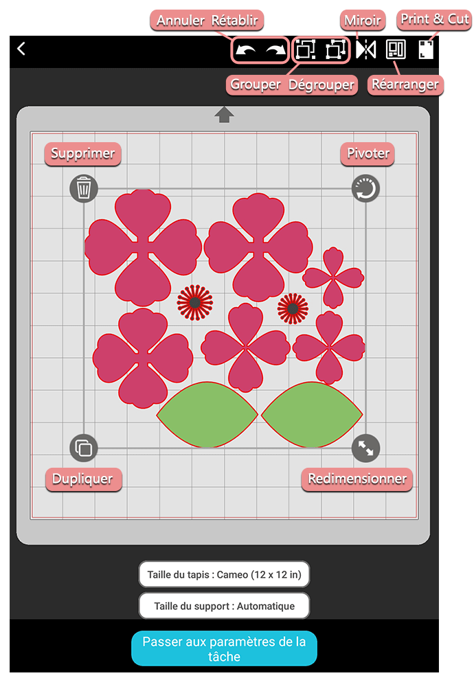 Silhouette Go - Zone de travail