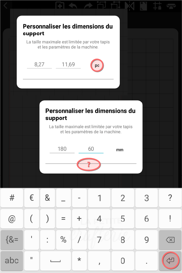 Silhouette Go - Changement de l'unité de mesure du support