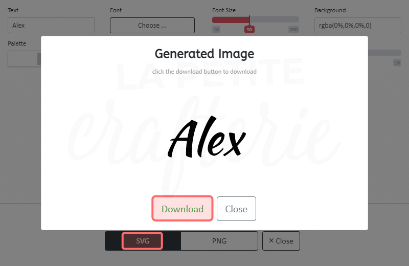 Exportation du texte au format SVG pour Silhouette Go