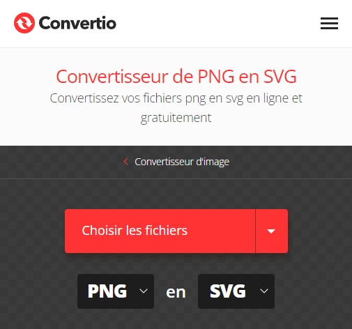 Conversion PNG en SVG - Choisir le fichier